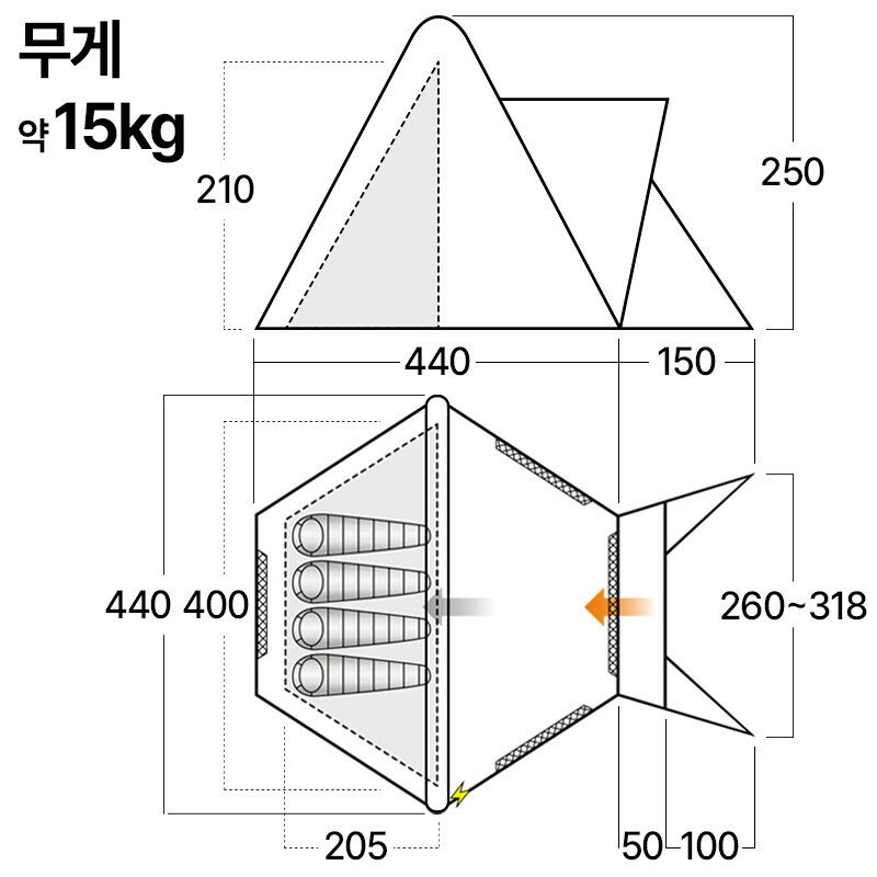 군토,[반고] 티피 400 에어텐트