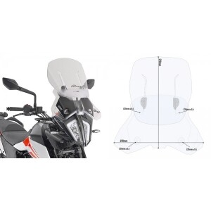 [기비] GIVI KTM 390 어드벤처 (20-24) / 790 어드벤쳐 & R (19-20) / 890 어드벤처 (21-22) 에어플로우 윈드스크린 (투명, 최대 63.5 x 35 cm) - AF7711