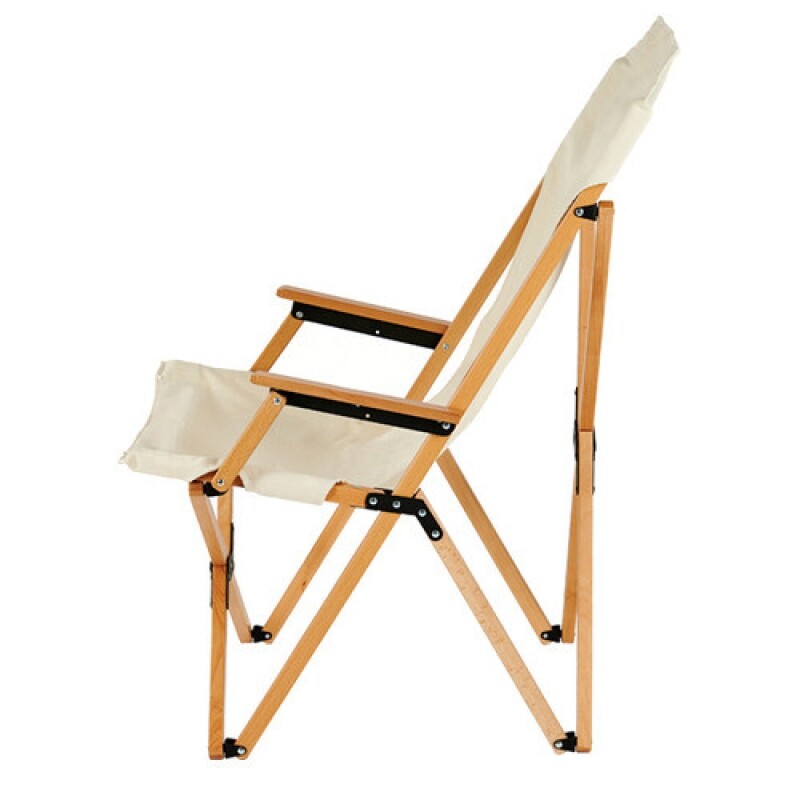 군토,[마운트리버] 릴렉스 우드 캔버스 체어 팔걸이형 - 아이보리