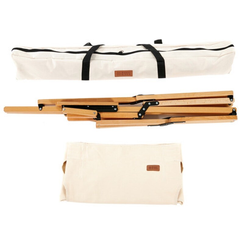 군토,[마운트리버] 릴렉스 우드 캔버스 체어 팔걸이형 - 아이보리